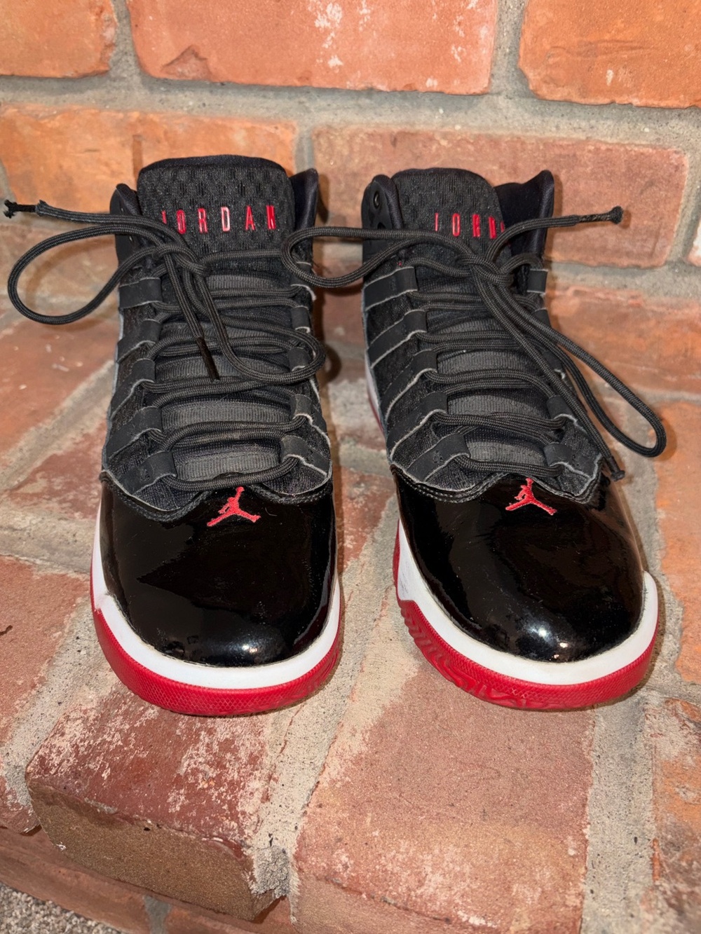 Nike Air Jordan Black & Red Patent Leather High-Top Sneakers Youth Size 7